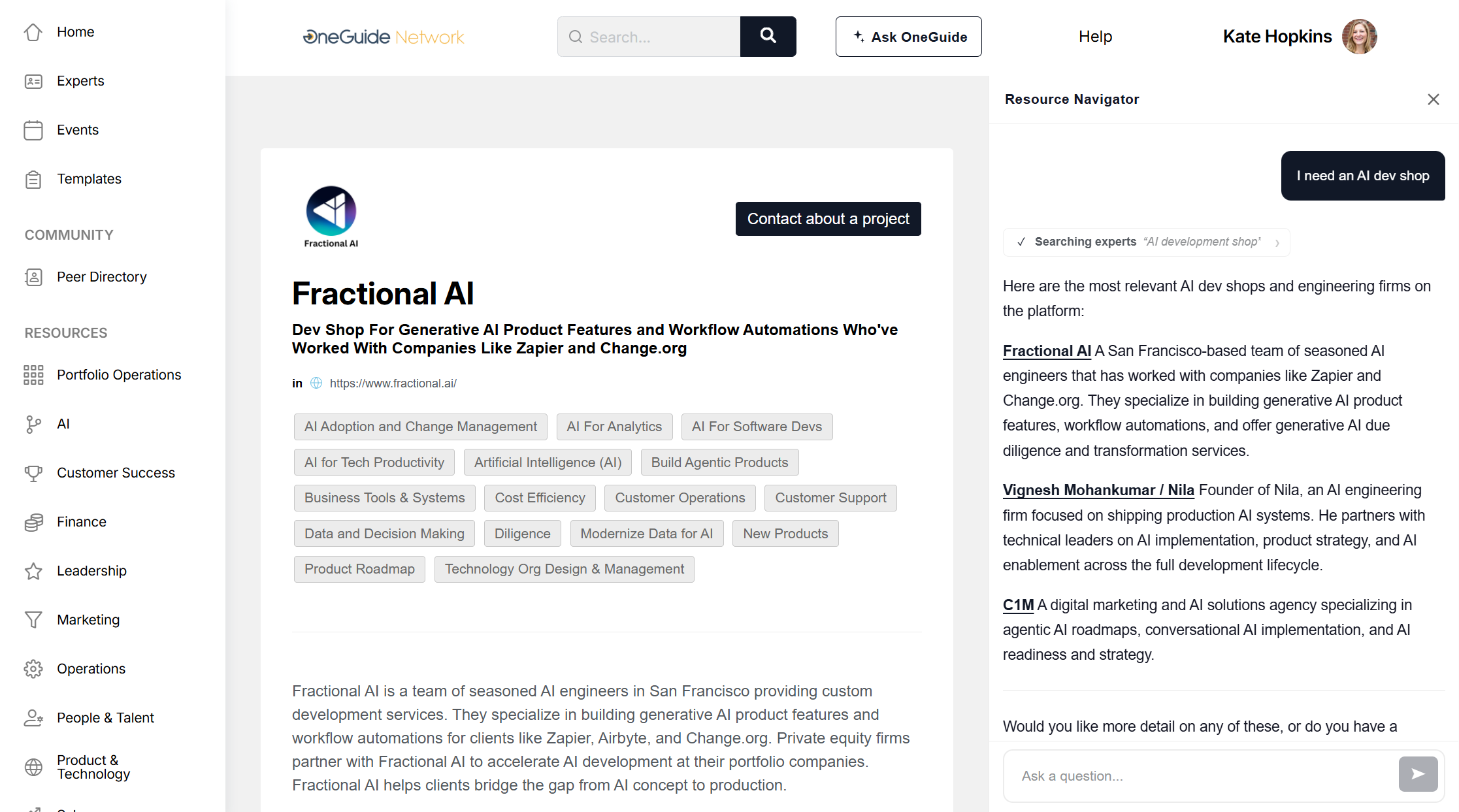 OneGuide vetted expert network